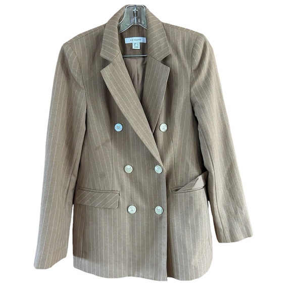 Primark Jackets & Blazers - Primark Brown Striped Blazer Women's Size 2